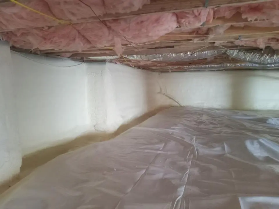 Crawl space encapsulation with closed-cell spray foam for Spray Foam Roofing in Woodside